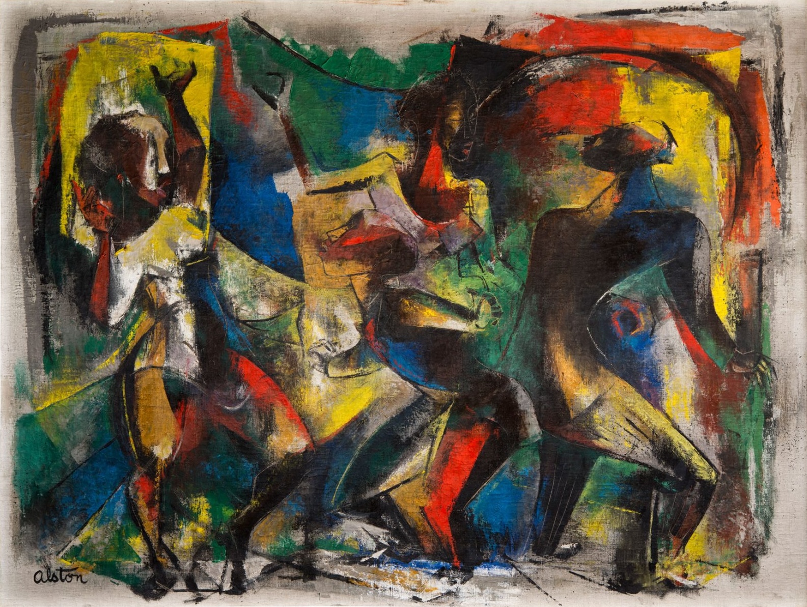 colorful painting of dancers by Charles Alston